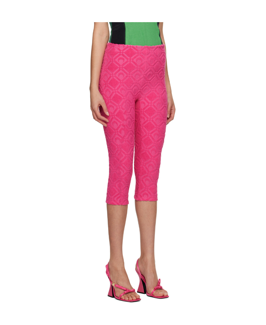 Shop Marine Serre Moon Diamant-jacquard Cropped Leggings In Pink