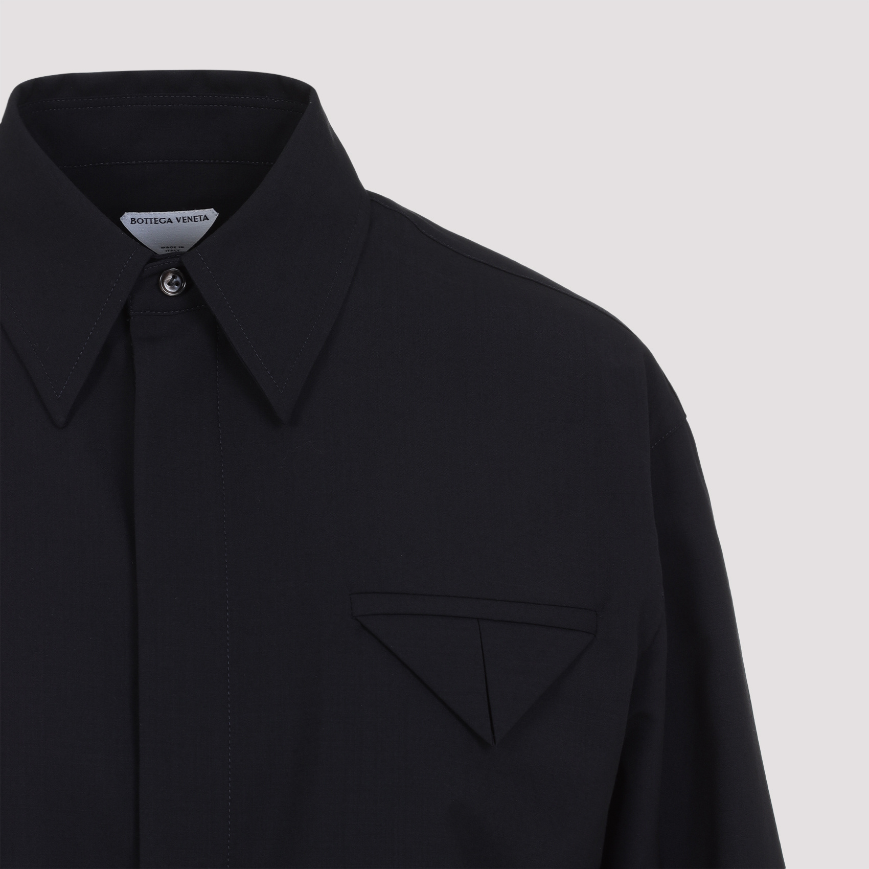 Bottega Veneta Long-sleeved Wool Shirt In Black