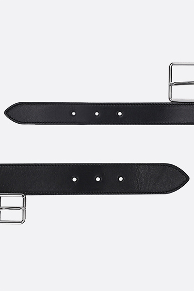 Alexander Mcqueen Black And Silver Double Thin Belt In Black
