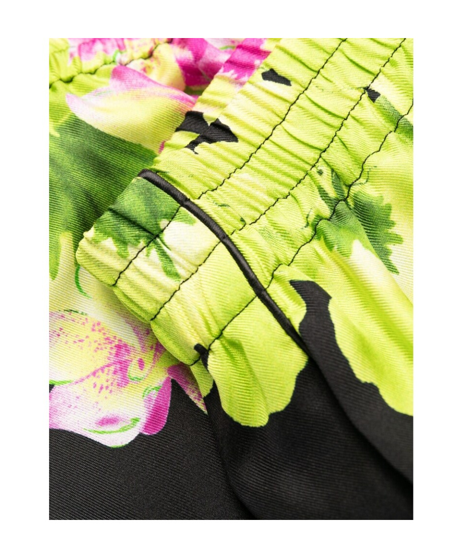 Versace Floral-print Silk Beach Trousers In Black