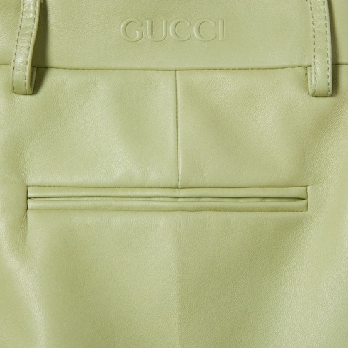 Gucci Belt And Loop Leather Shorts In Green