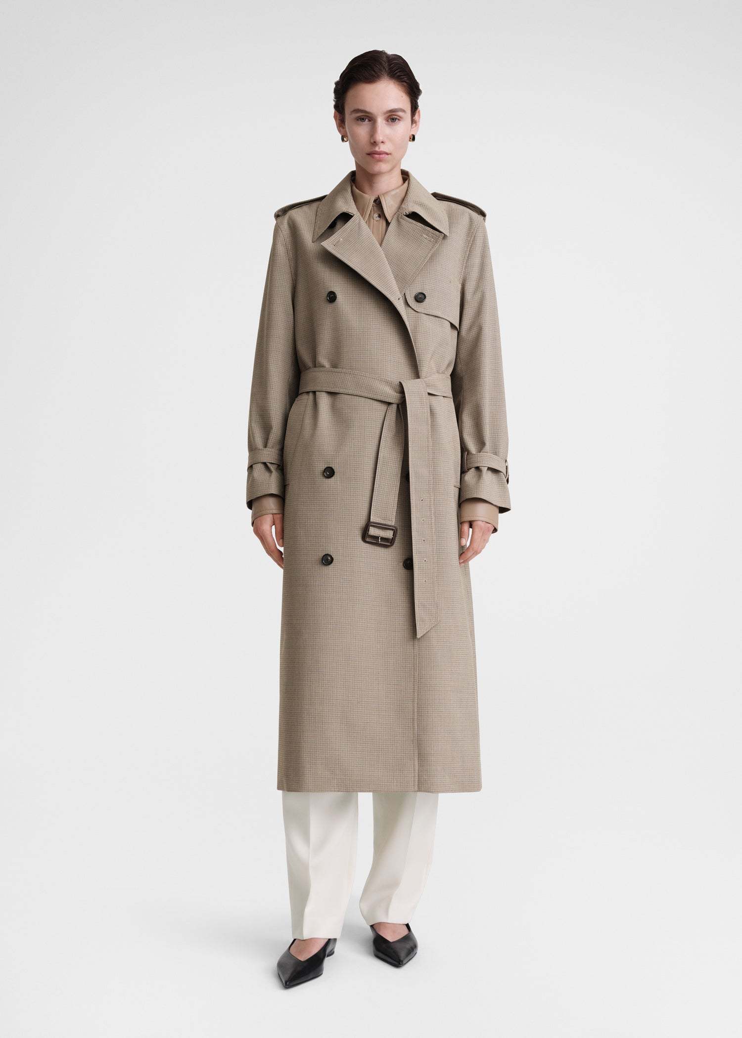 Totême Double-breasted Trench Coat In Gray