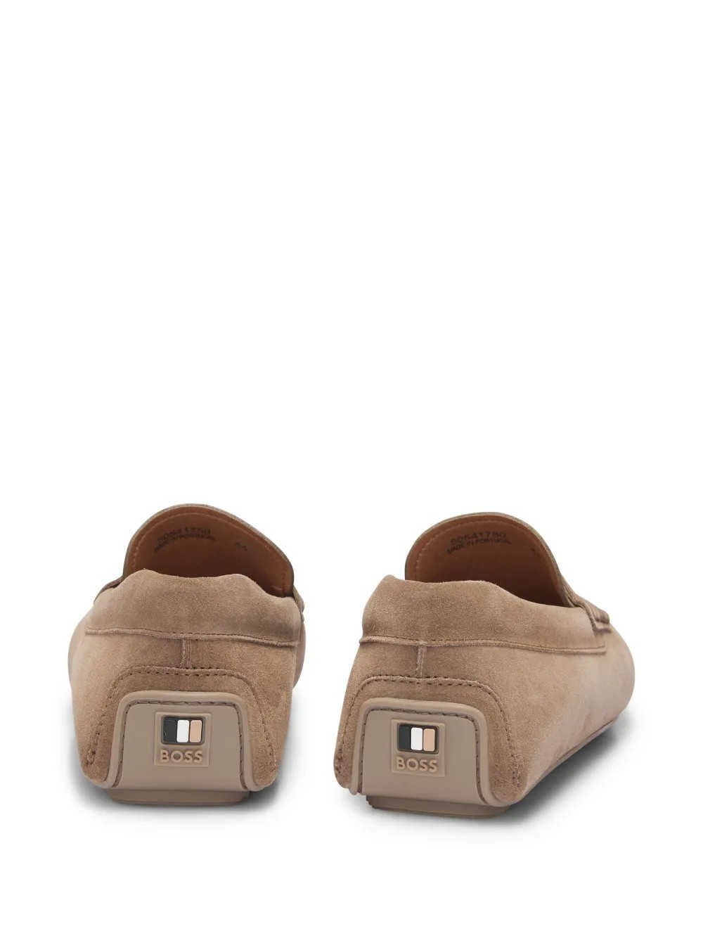 Hugo Boss Portuguese-crafted Moccasin Loafers In Suede With Penny Trim In Neutral