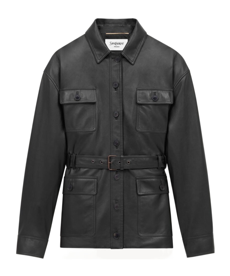 Saint Laurent Saharienne Leather Jacket In Black