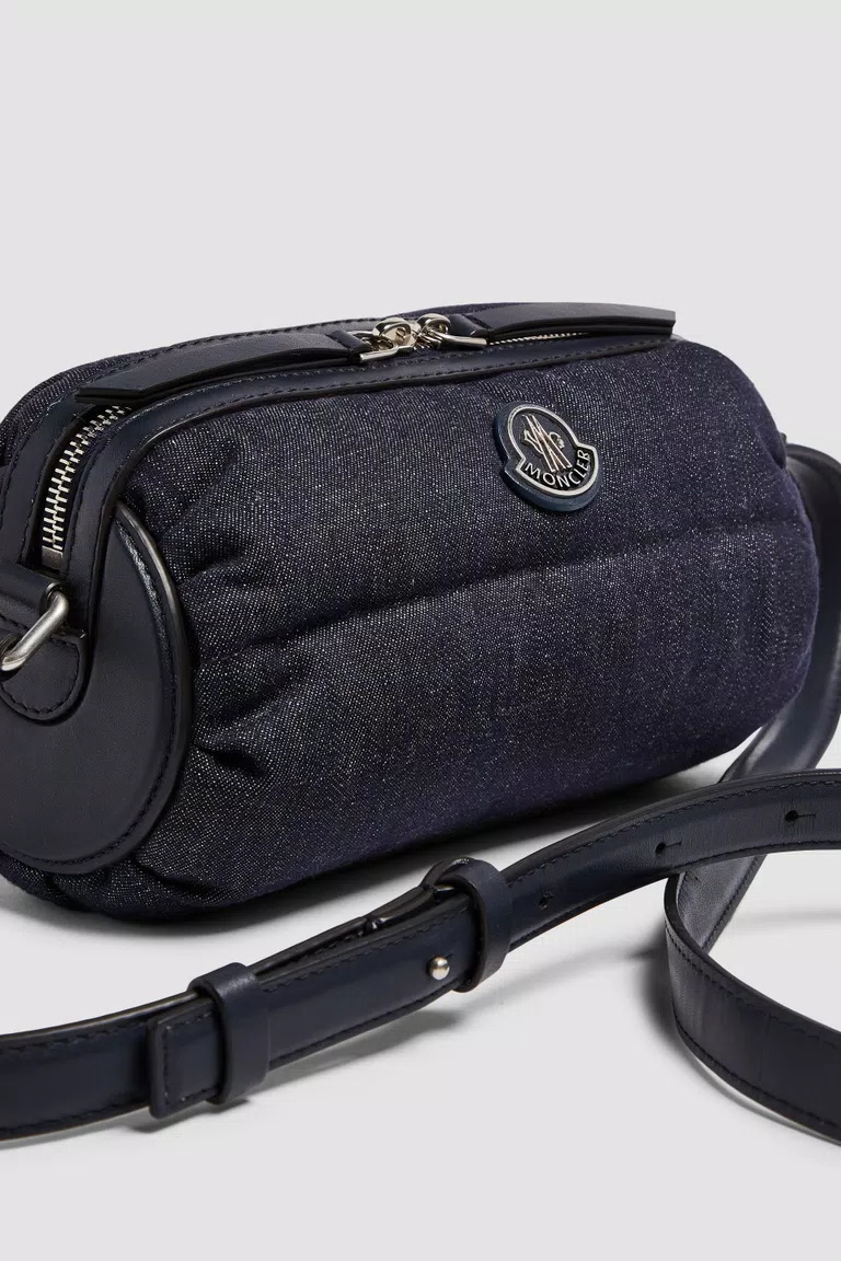 Moncler Keoni Denim Crossbody Bag In Blue