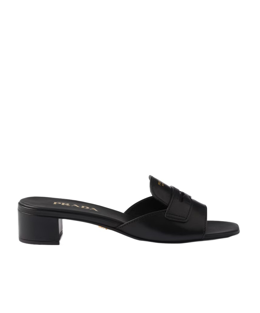 Prada Leather Sandals In Black
