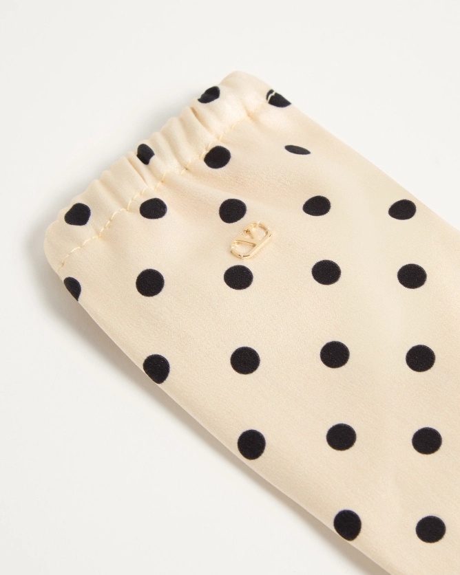 Valentino Vlogo Signature Polka Dot-print Gloves In Light Beige/black/gold