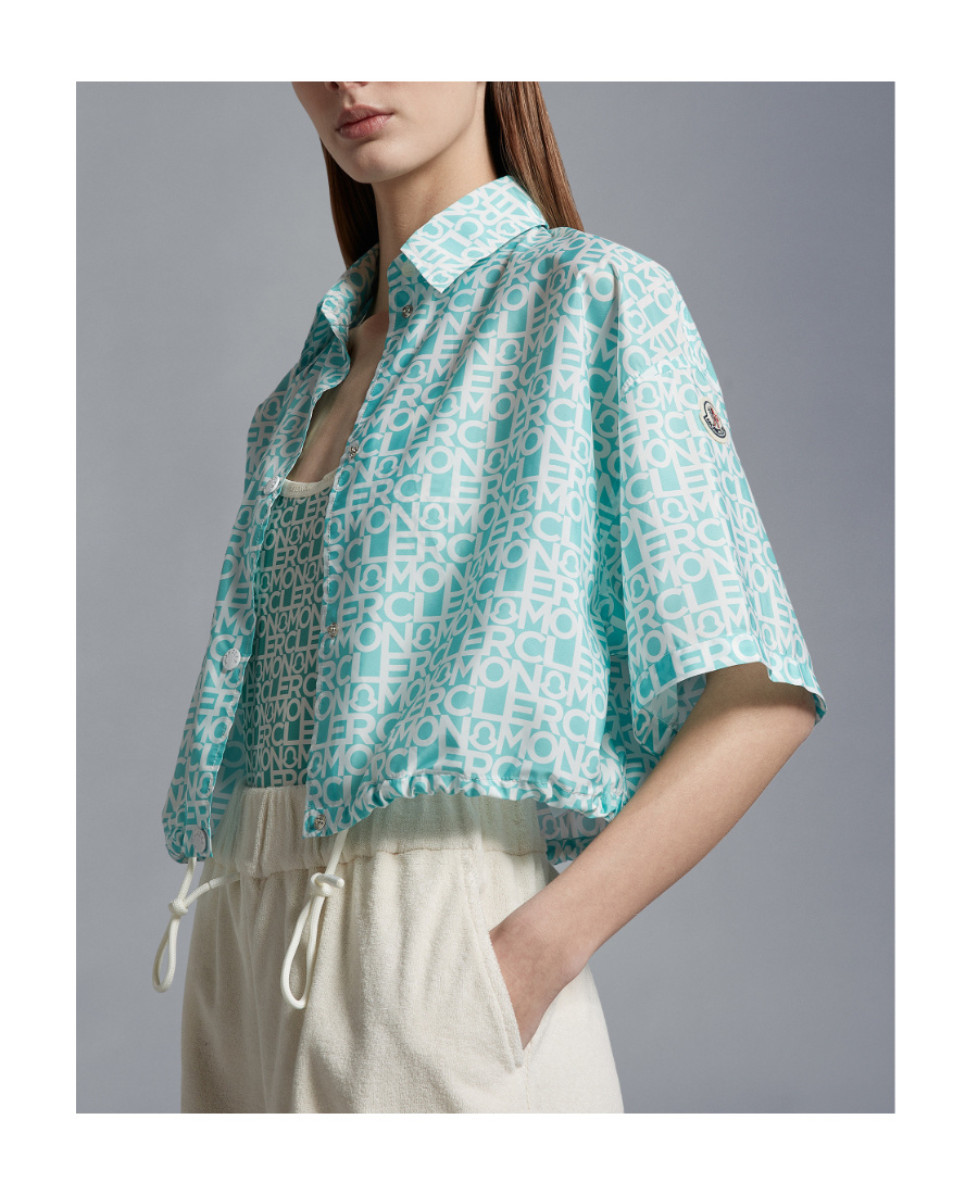 Moncler Woman Shirt Turquoise Size 2 Polyester In Blue