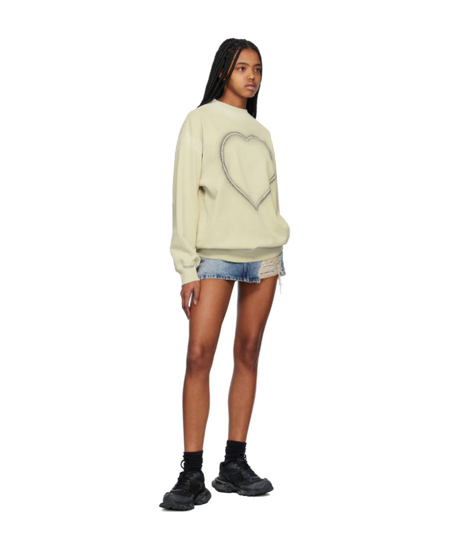 We11 Done Beige Heart Choker Sweatshirt In Nude