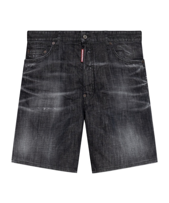 Dsquared2 Distressed Cotton Denim Shorts With Belt Loops