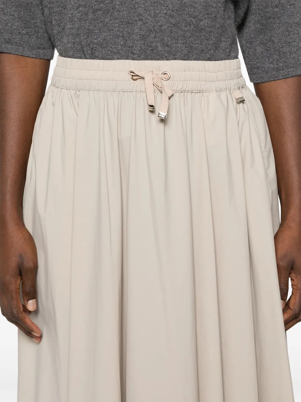 Herno Pleated Stretch Nylon Midi Skirt In Neutral