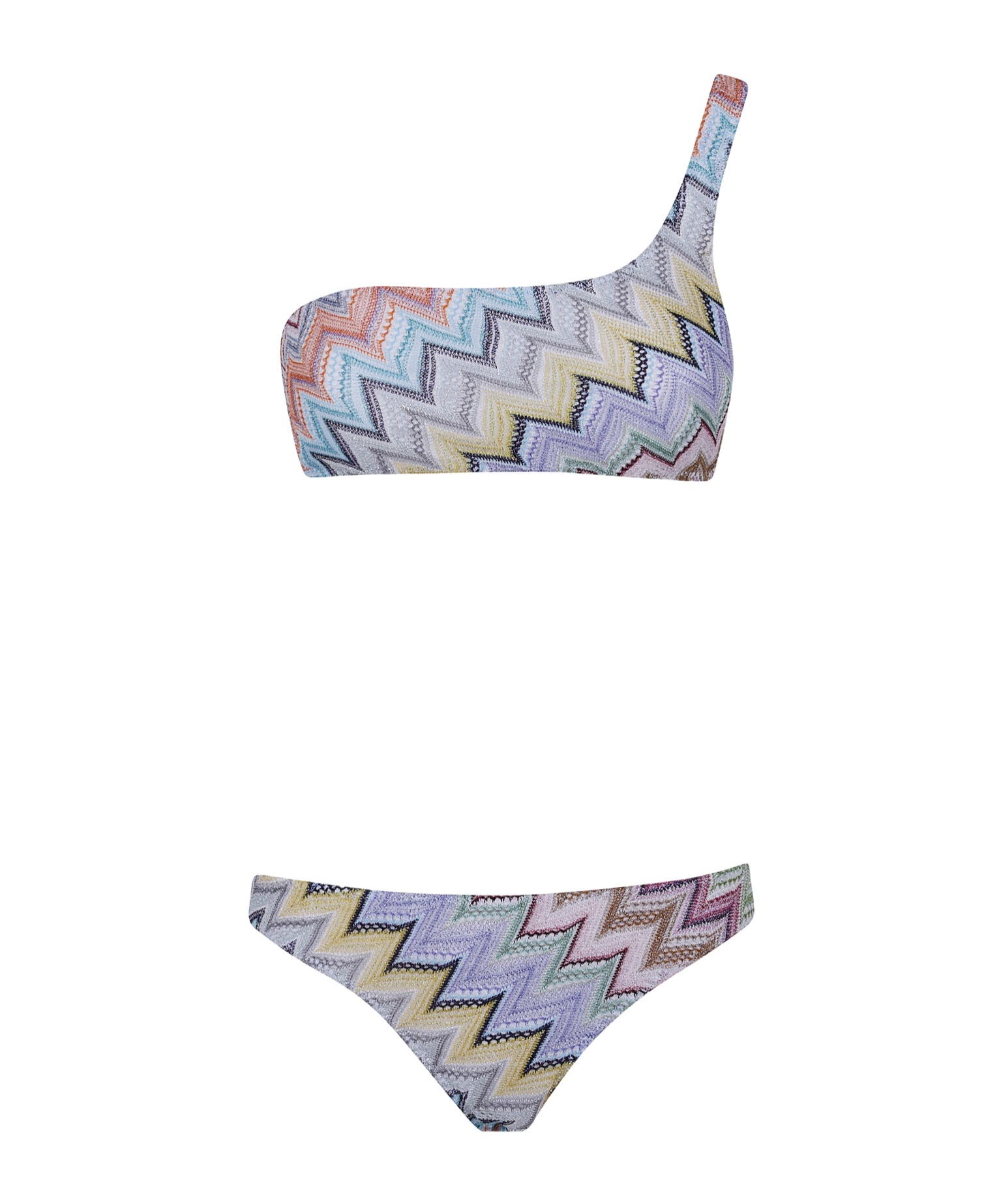 MISSONI ONE-SHOULDER ZIGZAG BIKINI SET