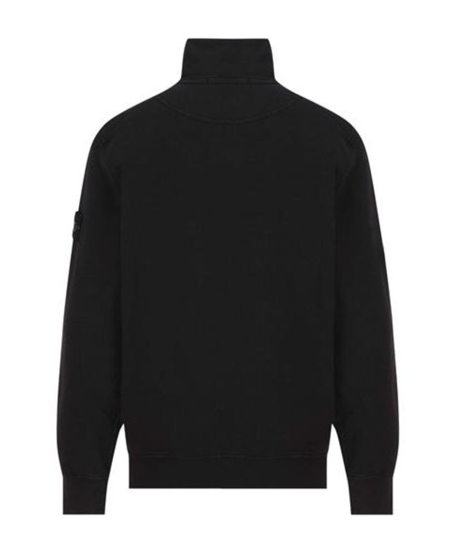 Stone Island Compass-patch Zip-up Sweatshirt In Black