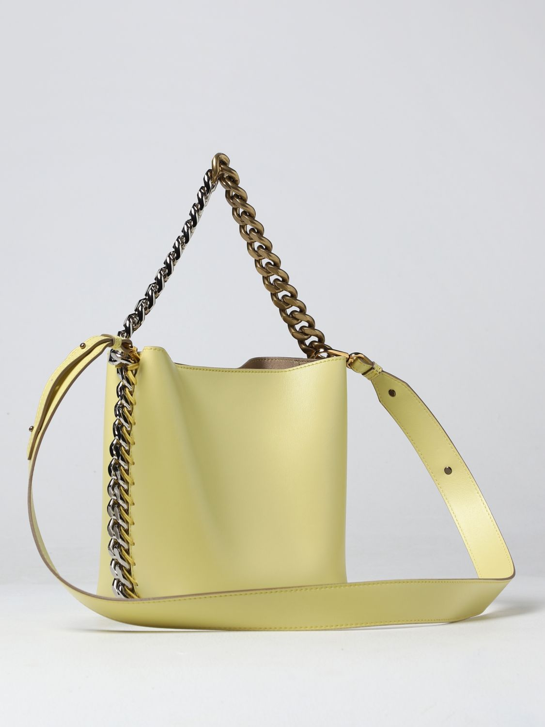 Stella Mccartney Chain-detail Bucket Bag In Yellow