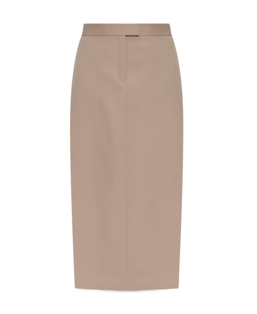 Attico The Side Slit Midi Skirt In Nude