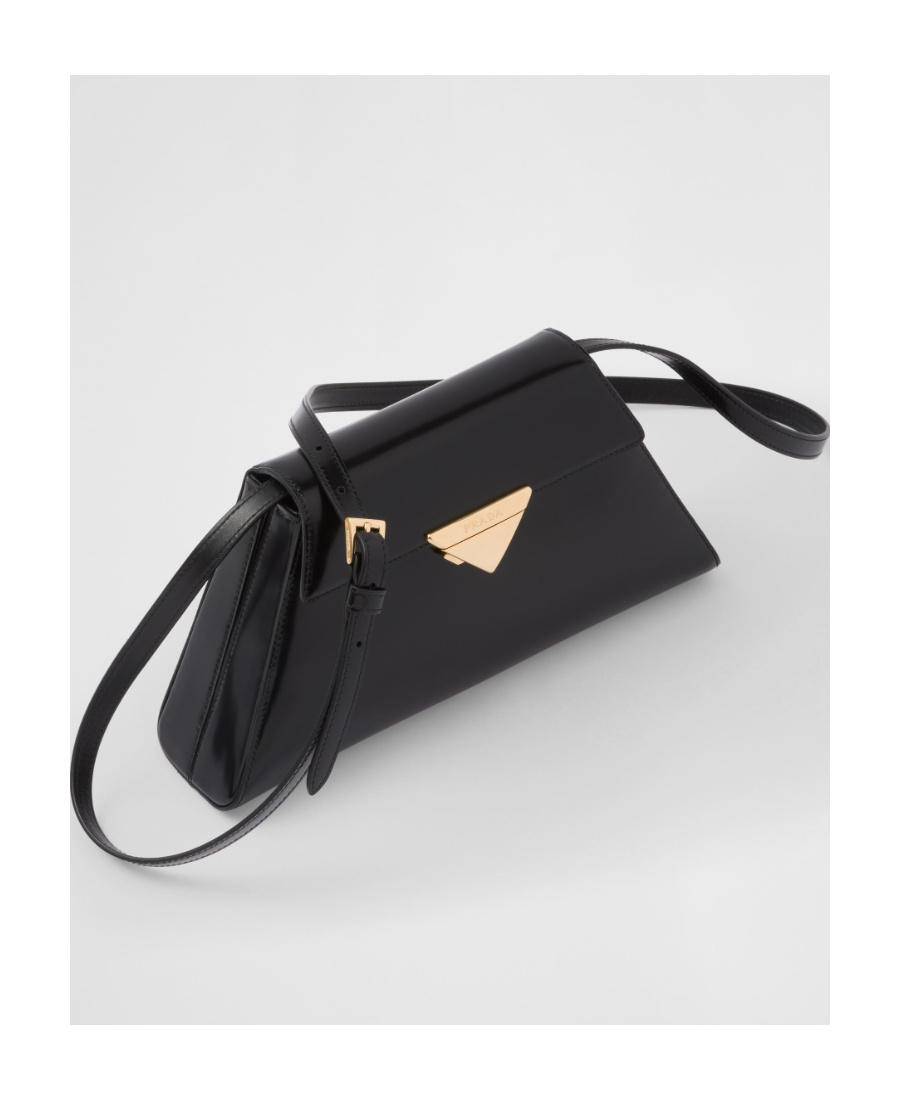 Prada Leather Shoulder Bag Adjustable Straps In Black