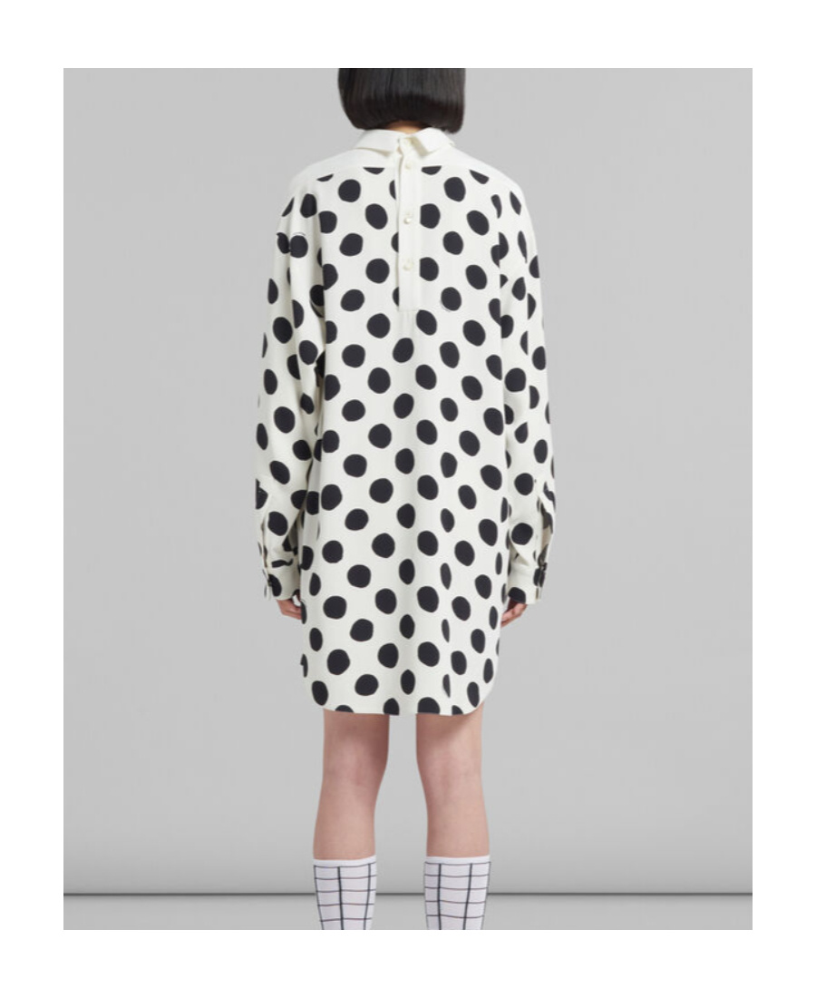 Marni Womens Iris Blue Polka Dot Curved-hem Stretch-woven Mini Dress In White