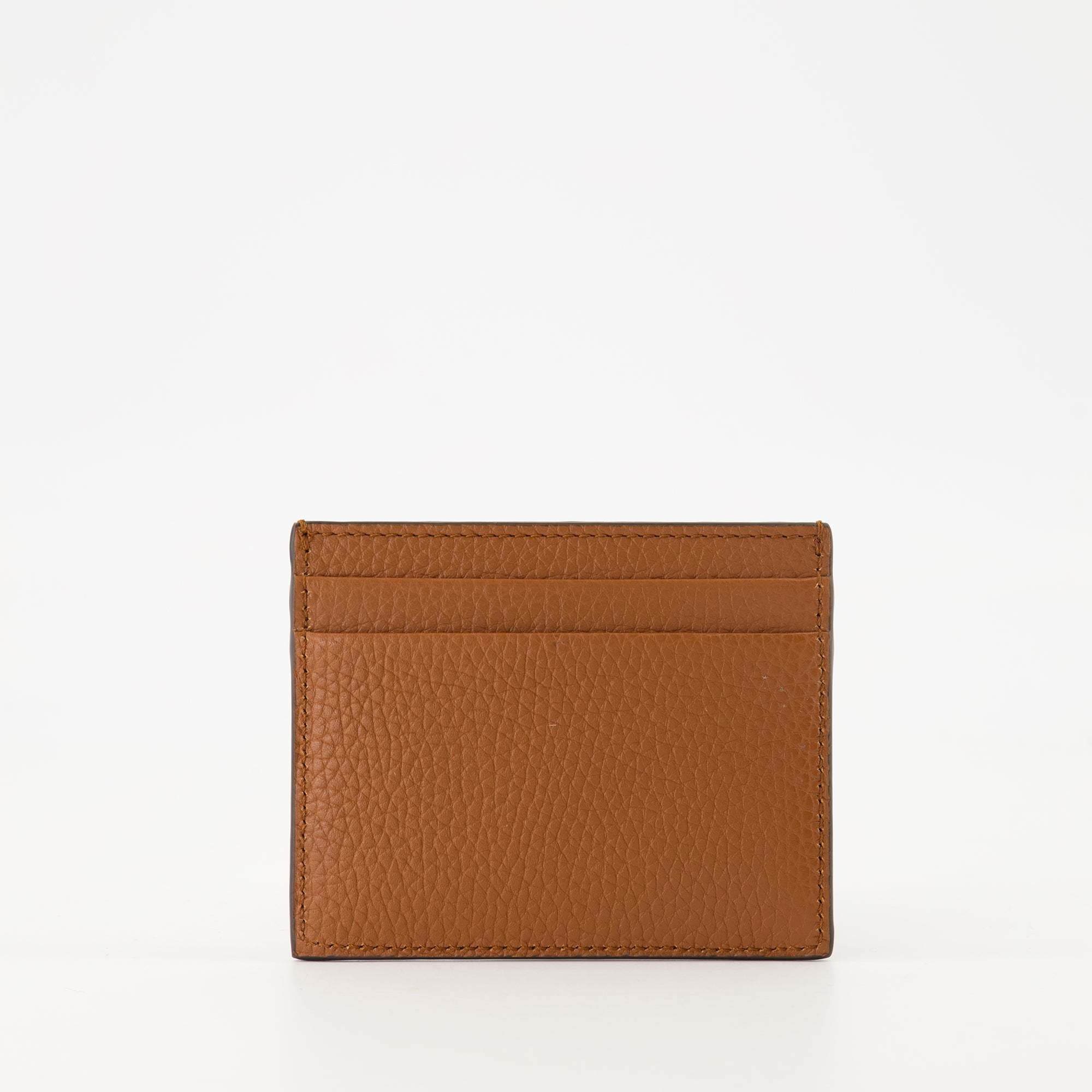 Valentino Garavani Rockstud Logo Debossed Cardholder In Brown