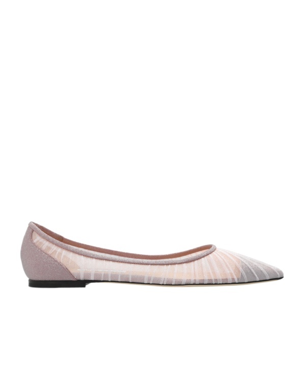 Jimmy Choo Love Flat Dancers In Glitter Tulle Tulle In Gray