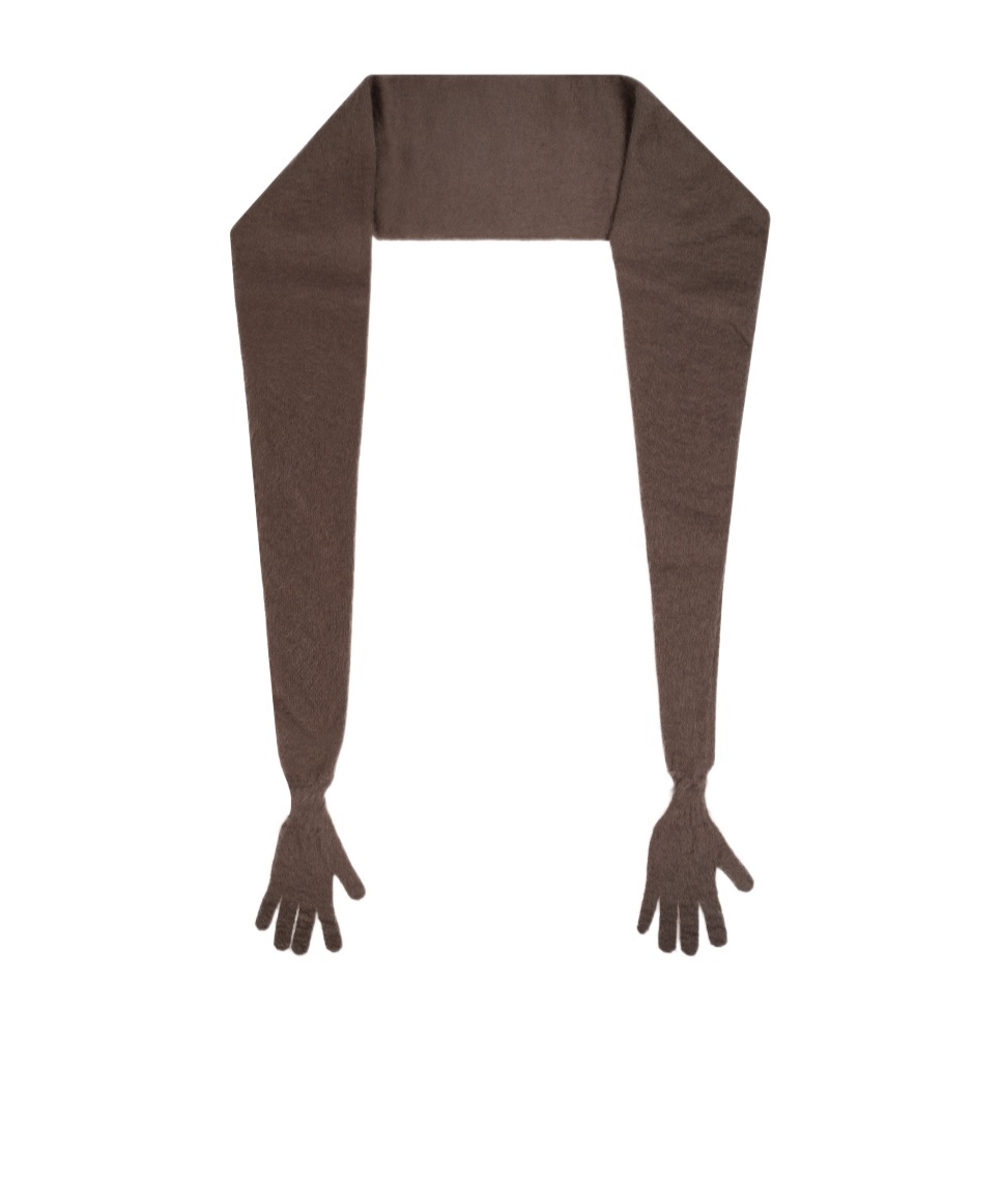 Shop Moschino Knitted Scarf And Gloves In Brown
