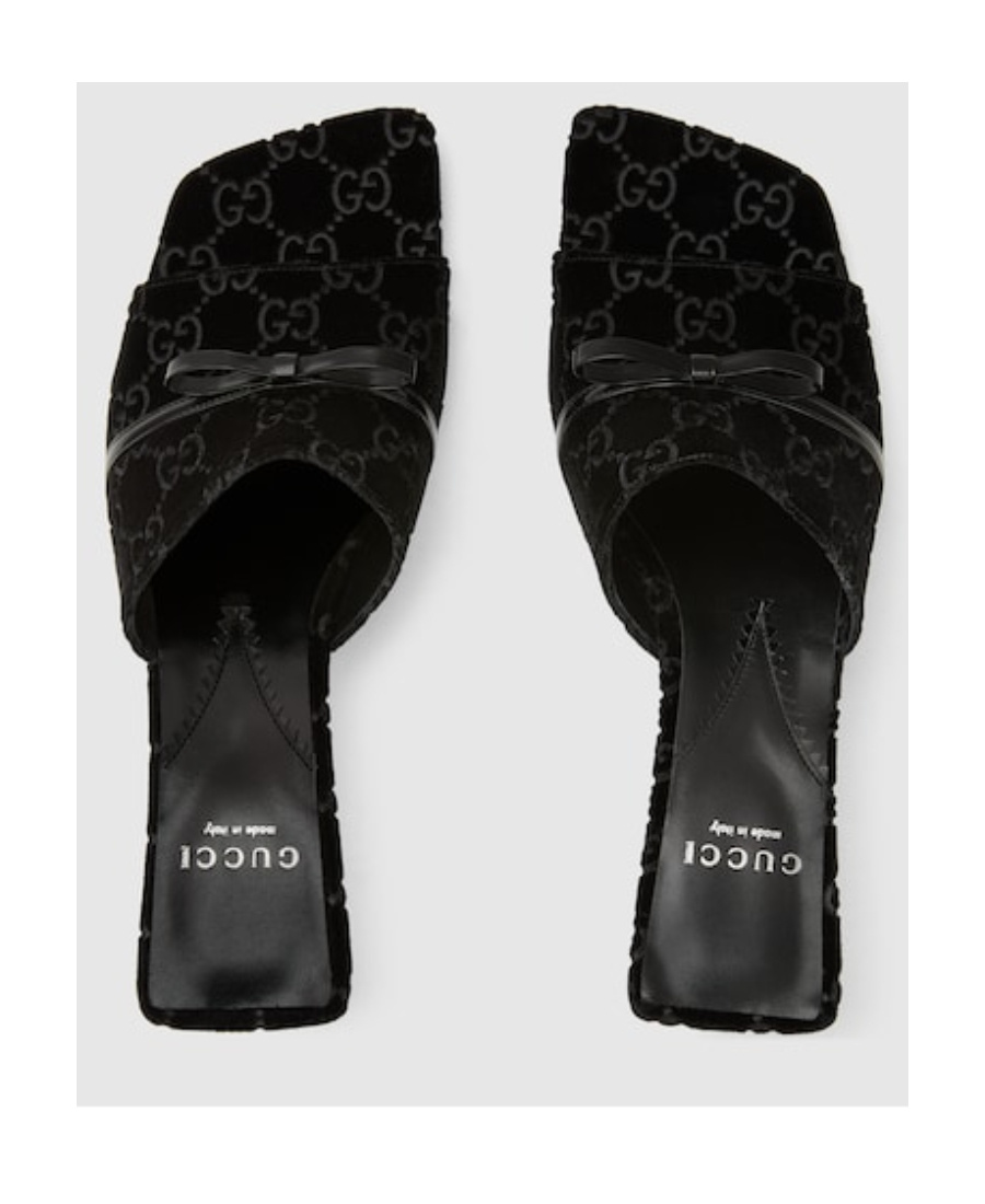 Gucci Gg-jacquard Velvet Mules In Black