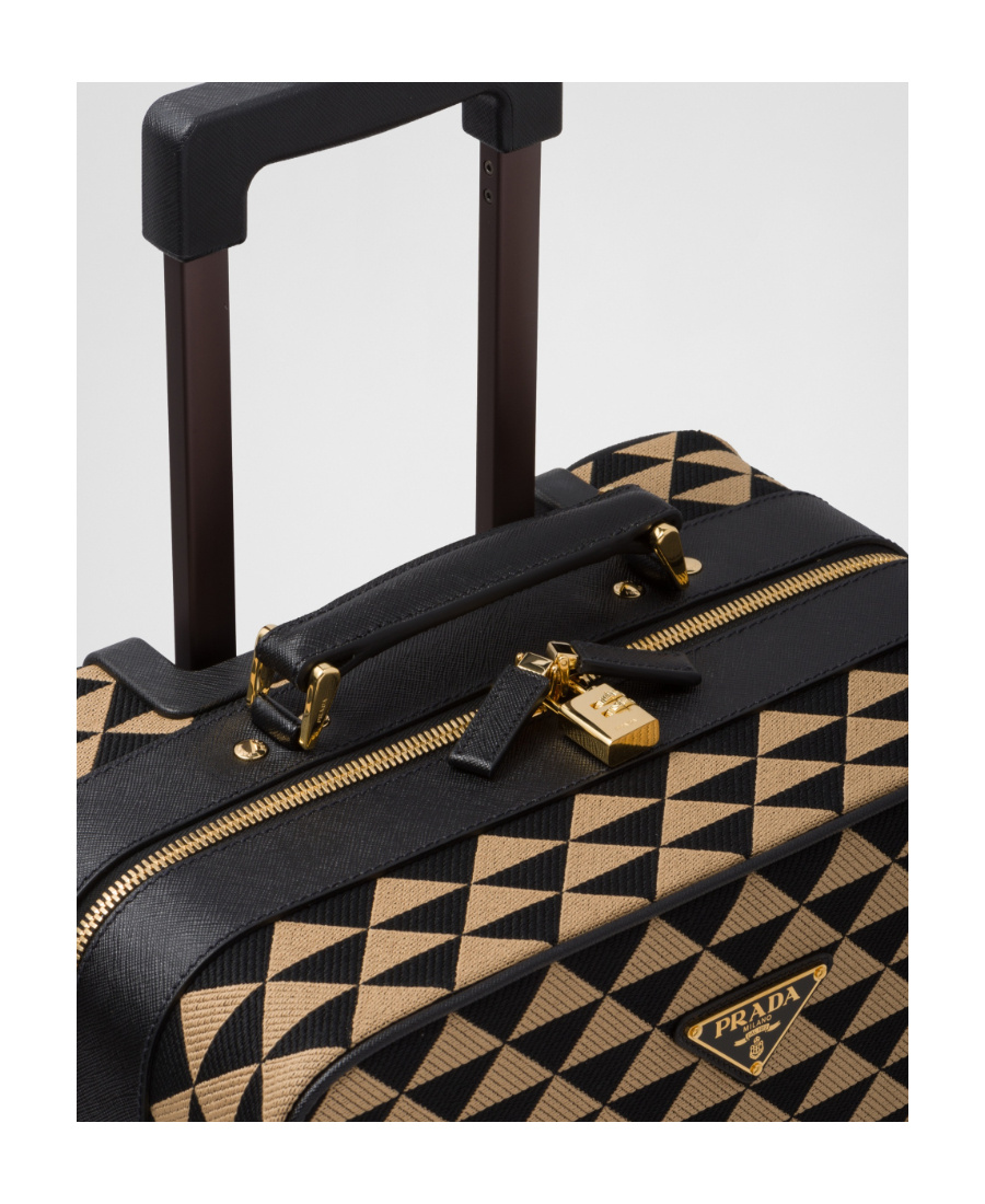 PRADA PRADA SYMBOLE EMBROIDERED JACQUARD FABRIC TROLLEY
