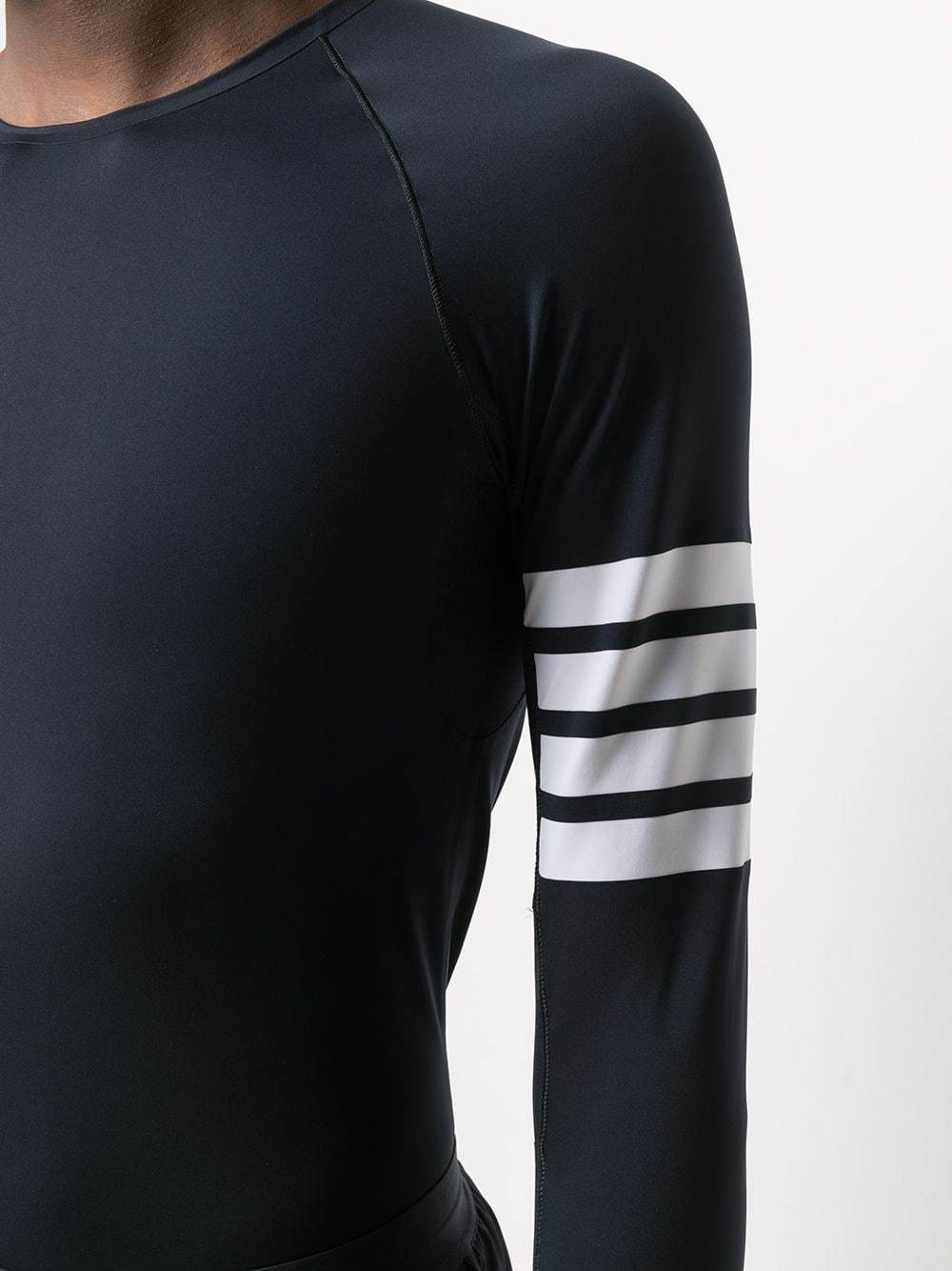 Thom Browne Navy Cotton 4-bar Long Sleeve T-shirt In Black