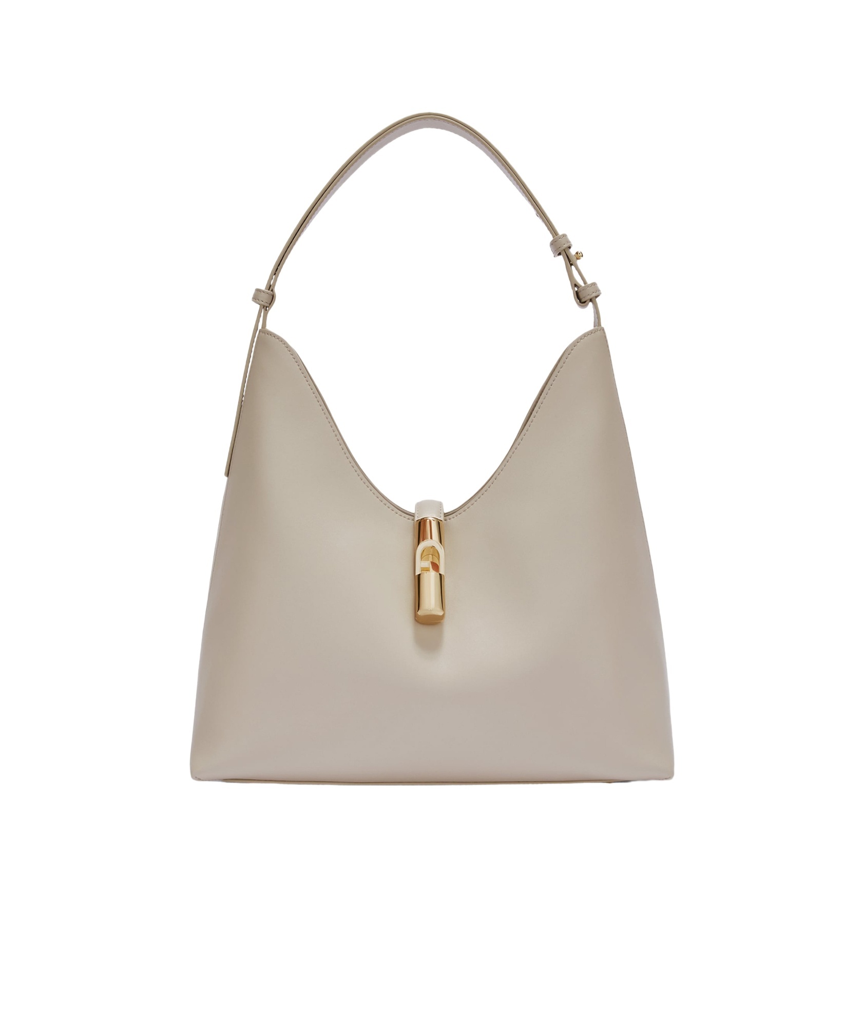 Furla 'droplet Hobo' Leather Bag In Nude