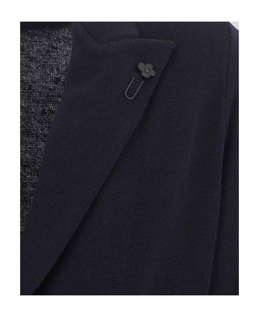 Lardini Double-breasted Knit Jacket In Blue