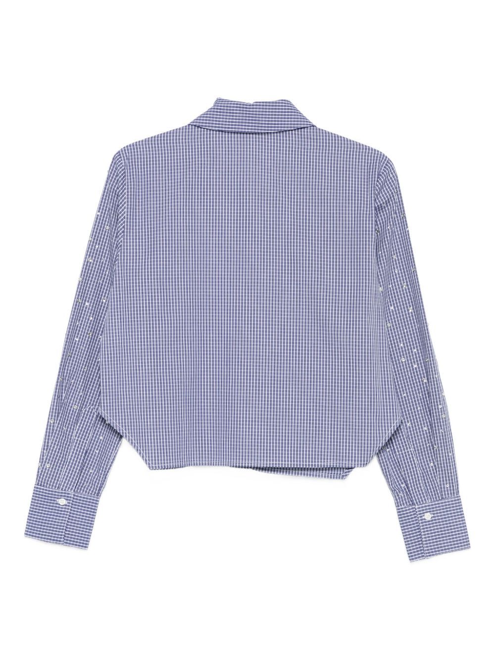 Liu •jo Cropped Blue Shirt With Checkered Pattern In Purple