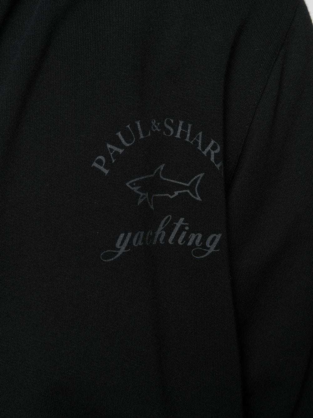 Paul & Shark Logo Printed Hooded Casual Jacket In Black