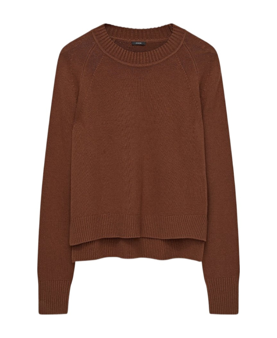 Joseph Fine-knit Crew-neck Sweatshirt In Brown