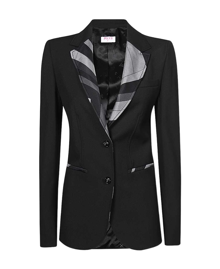 Pucci Marmo-print Single-breasted Blazer In Black