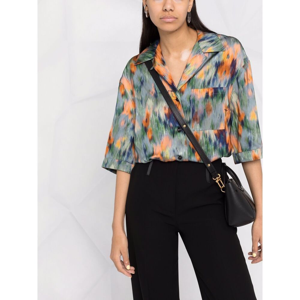 Off-white Abstract-print Bowling Shirt In Multicolor