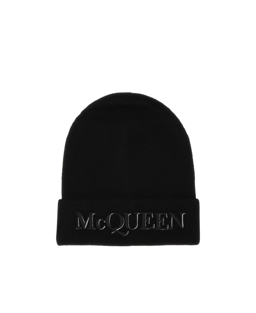 Alexander Mcqueen Wool And Cashmere Hat With Logo In Black