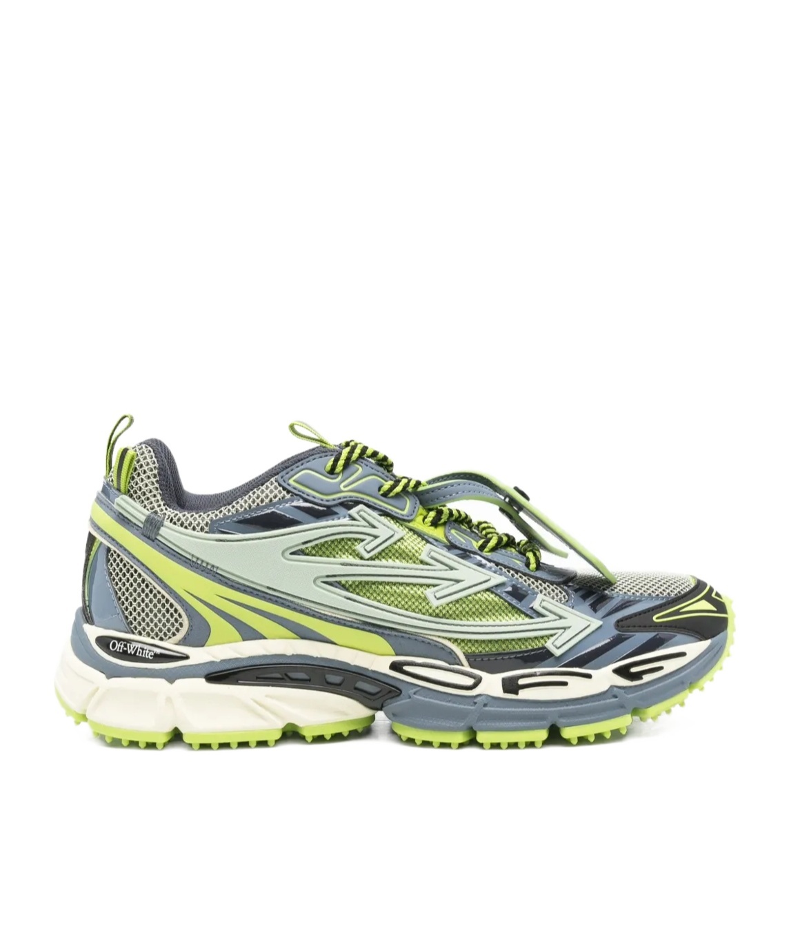 Off-white Lace-up Mesh Sneakers In Green