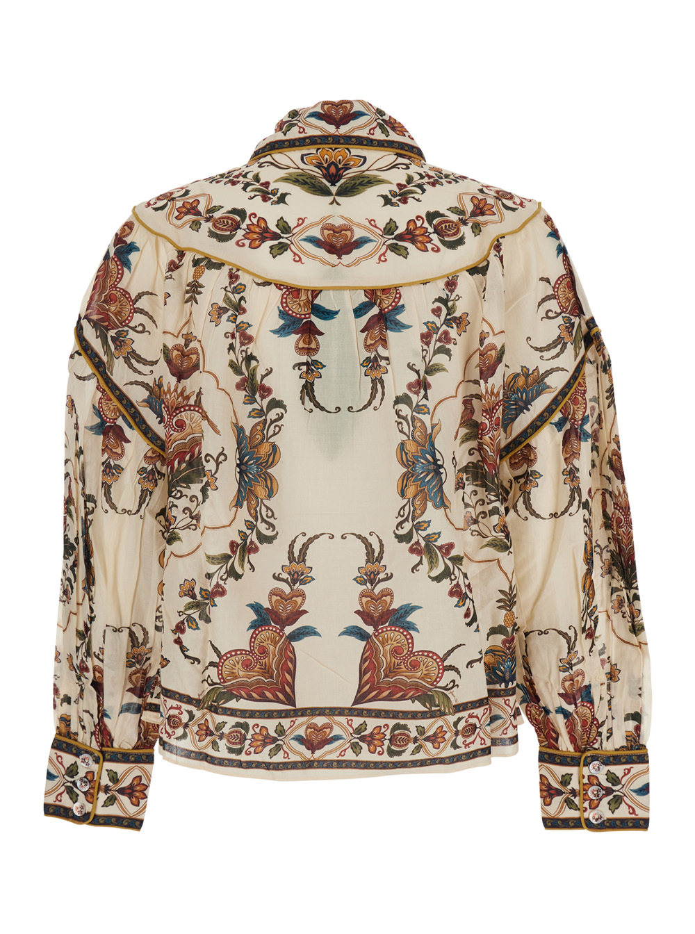Farm Rio Majestic Hearts Cream Blouse In Neutral
