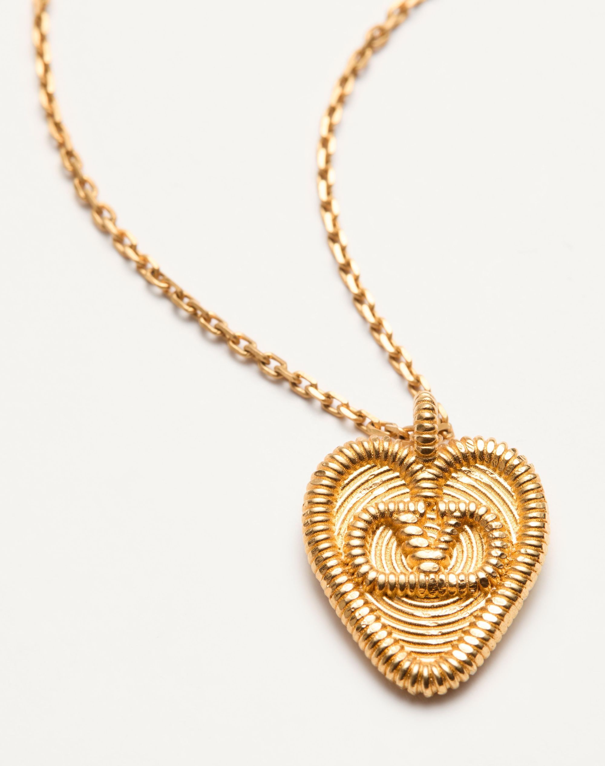Valentino Heart Vlogo Pendant Necklace In Yellow