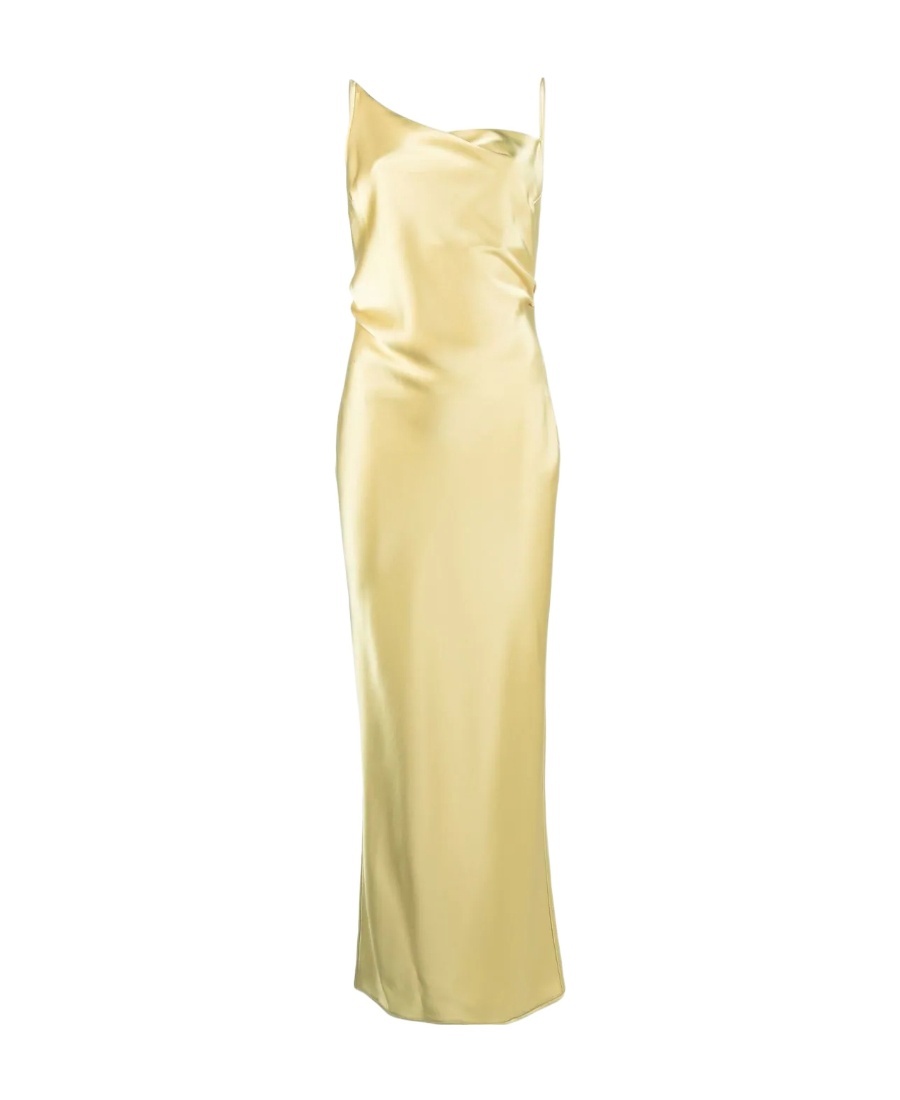 Nanushka Asymmetric Draped Satin Dress In Nude