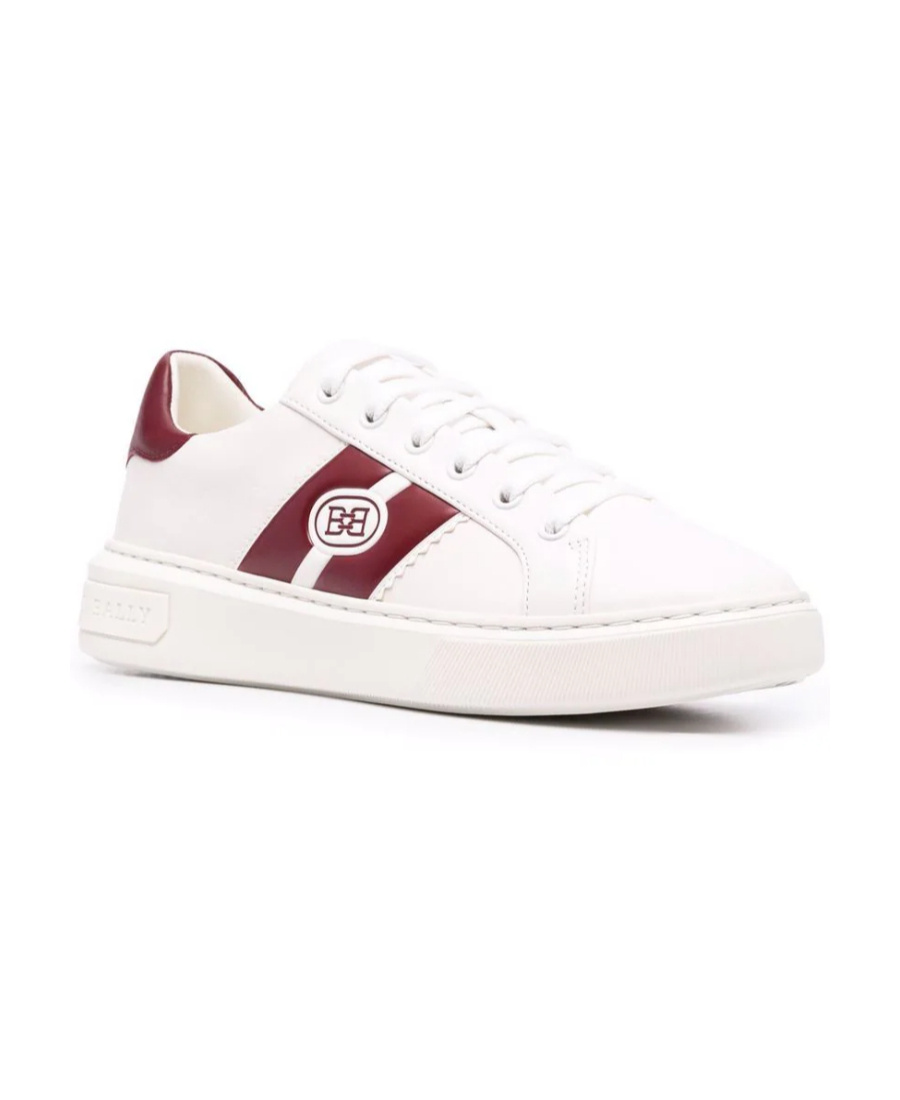 Shop Bally Mikki Logo-stripe Leather Sneakers In White