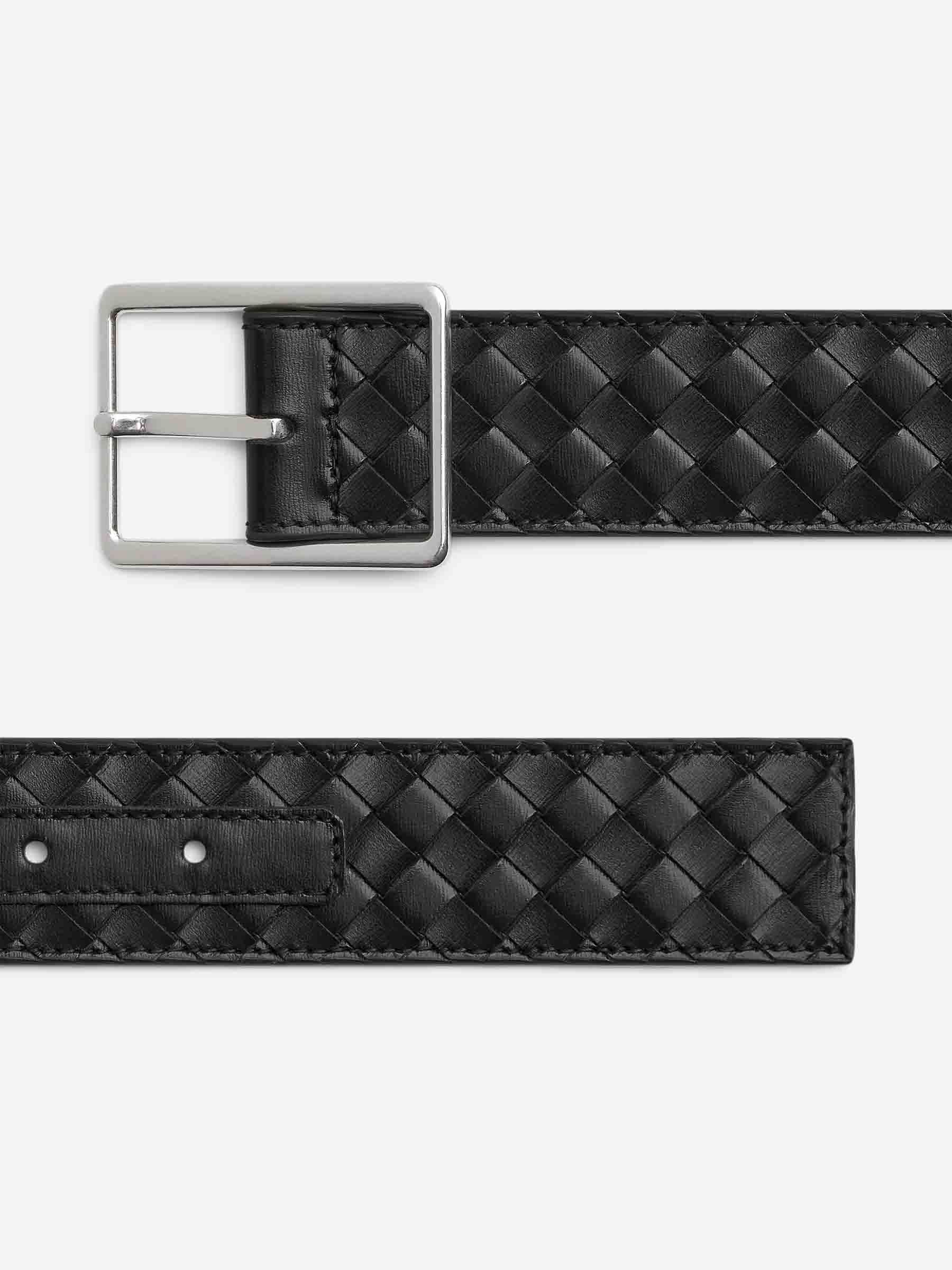 Shop Bottega Veneta Intrecciato Piccolo Belt In Black