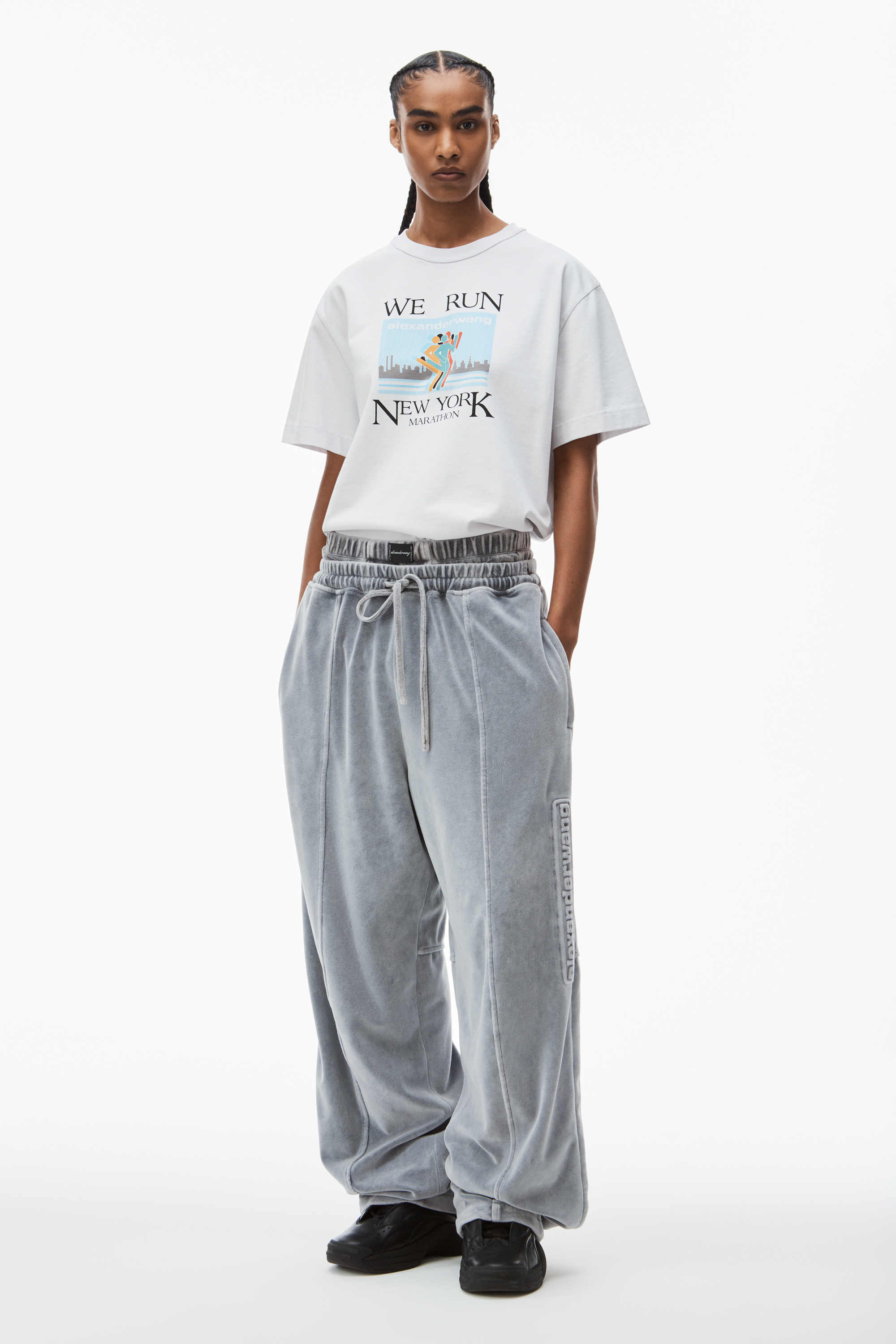 Alexander Wang Marathon Print Cotton Crew-neck T-shirt In White