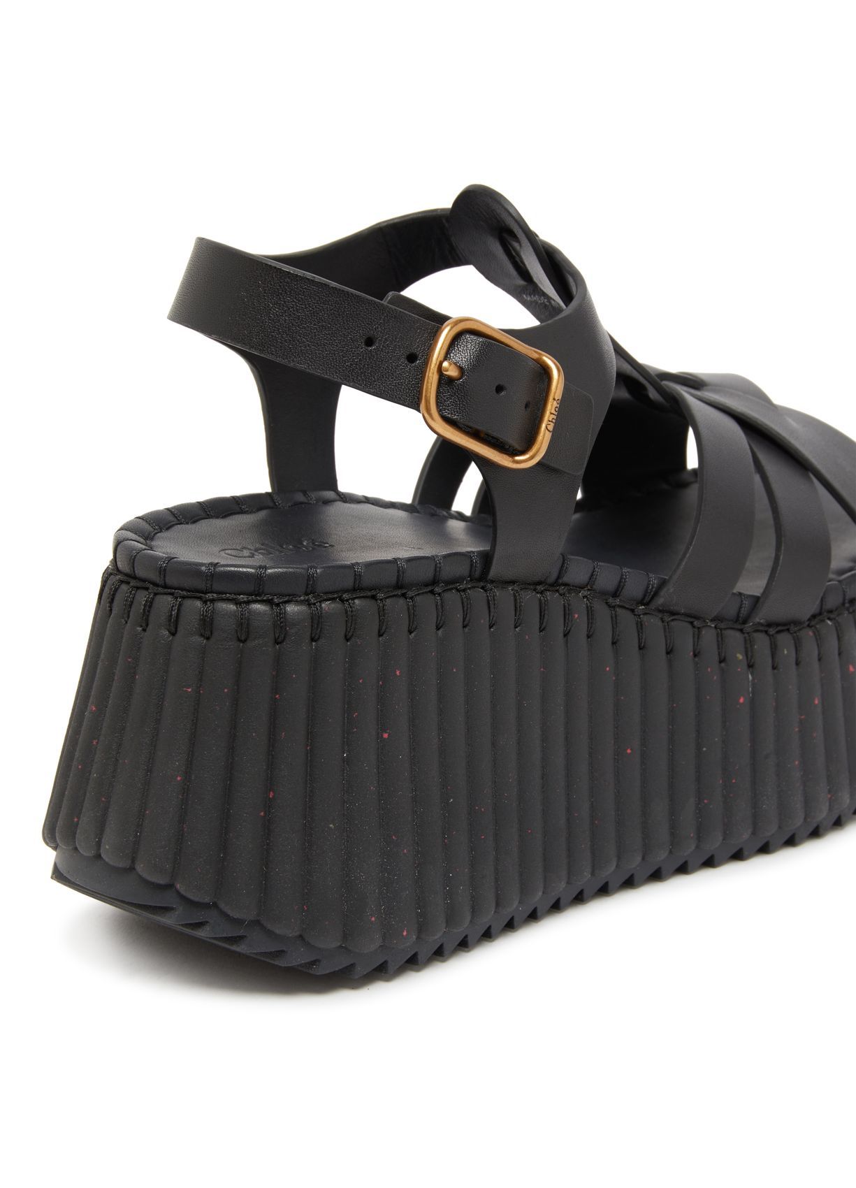 Chloé Leather Strappy Platform Wedge Sandals In Black