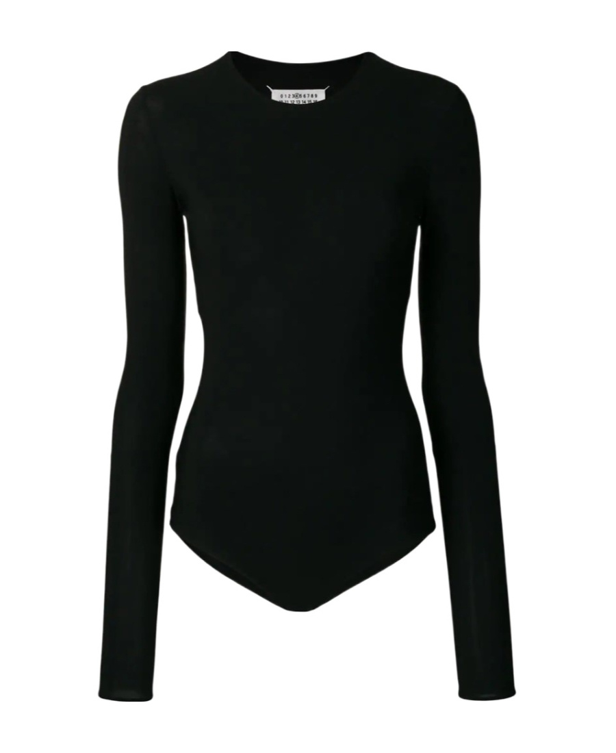 Maison Margiela Long-sleeved Ribbed Bodysuit In Black
