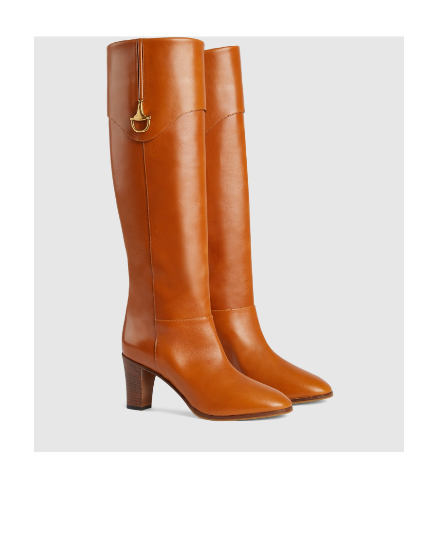 Gucci Horsebit 75 Leather Knee-high Boots In Brown
