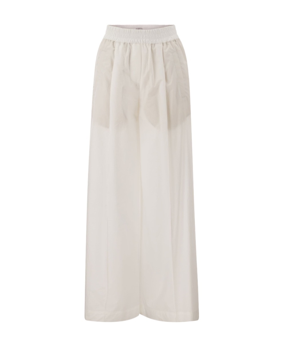 Brunello Cucinelli Women's Loose Fit Cotton Trousers In White