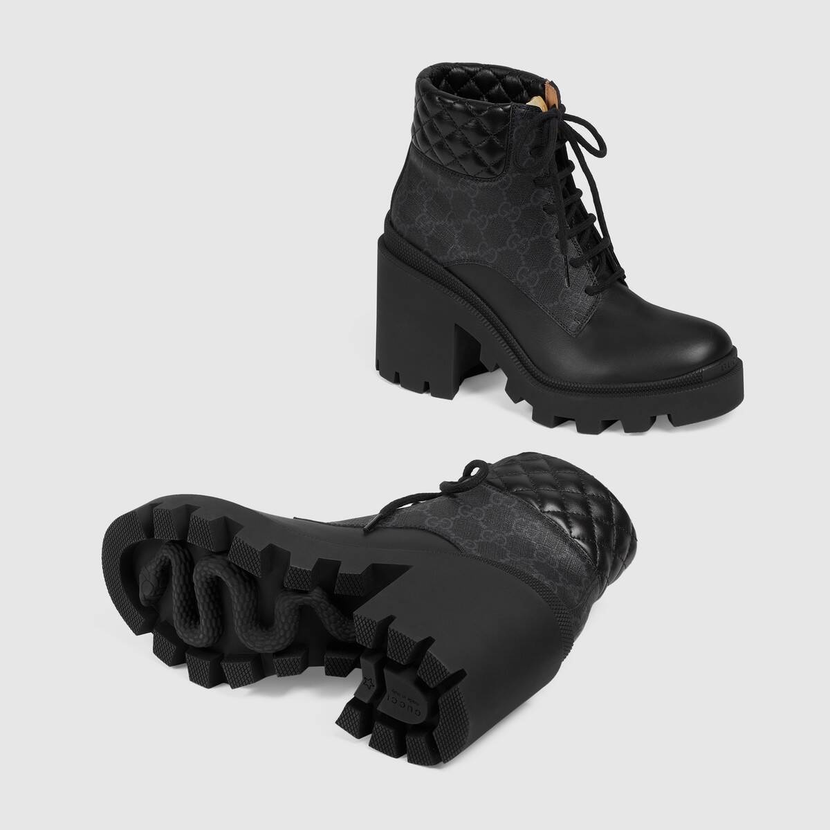 Gucci Gg Supreme Ankle Boots In Black