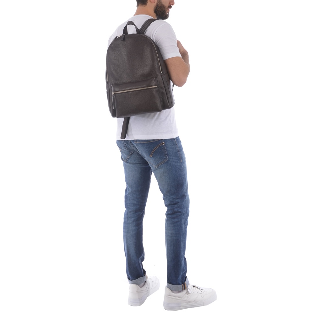 Orciani Micron Grained-leather Backpack In Black