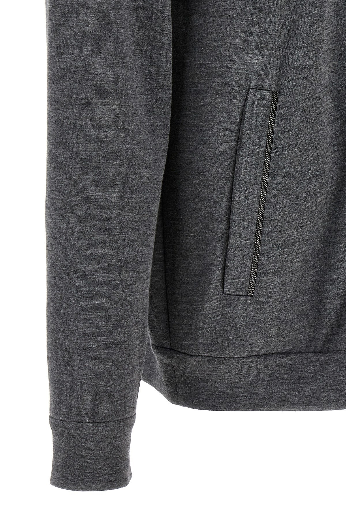 Brunello Cucinelli Precious Zipper Pull Sweatshirt Gray In Gray