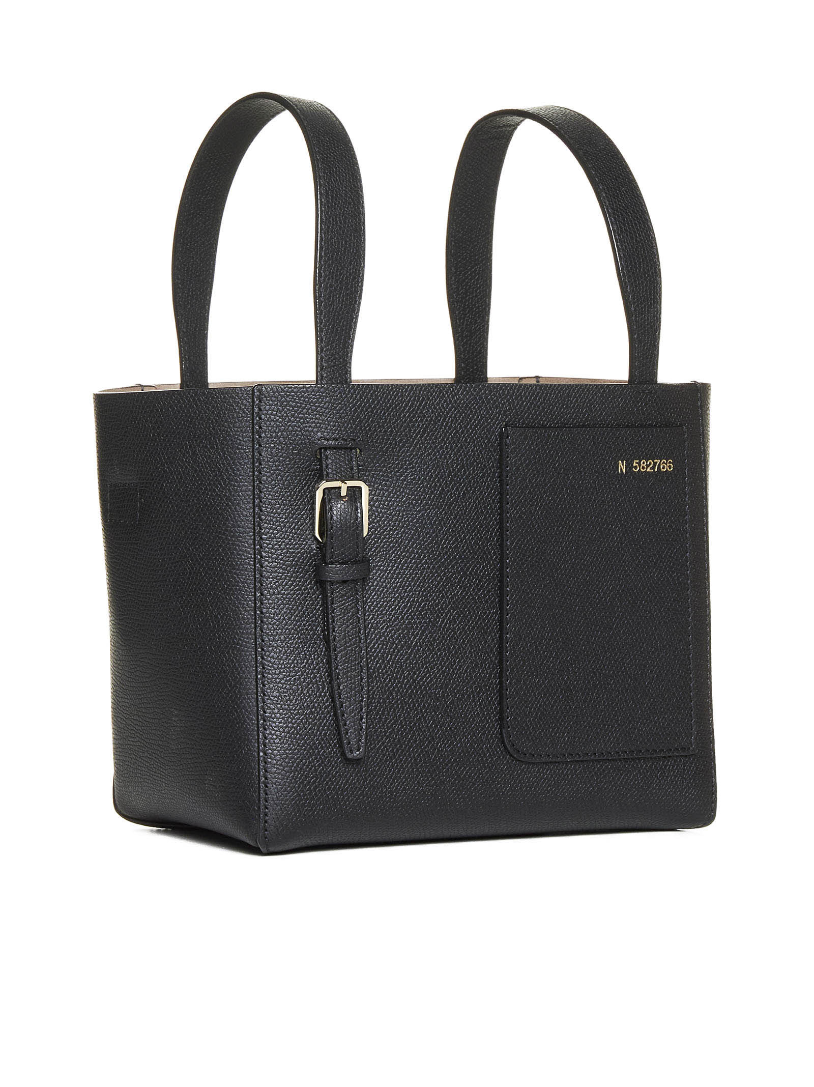 Valextra Micro Soft Leather Bucket Bag In Black